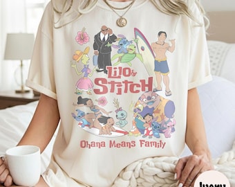 Camiseta retro de Disney Lilo y Stitch, camiseta de Disney Stitch, camiseta Ohana Means Family, camiseta de Stitch, camiseta familiar de Disneyland, camiseta de Magic Kingdom