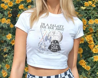 Disney Star Wars Baby Tee, Women Star Wars Shirt, Star Wars, Vintage Star Wars Shirt, Darth Vader Crop Top, R2D2 Shirt, Star Wars Baby Tee