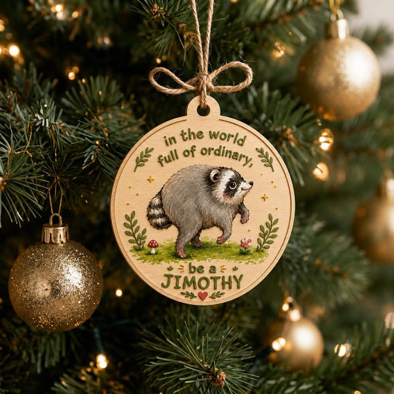 Personalized Jimothy Raccoon Wood Ornament, In a World Full of Ordinary Be a Jimothy Wooden Ornament, Christmas Tree Decoration