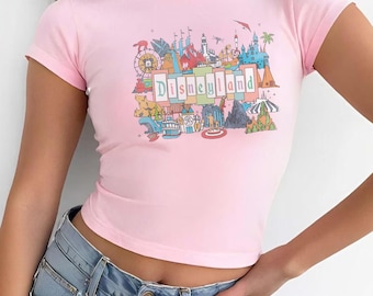 Retro Walt Disney&#39;s Disneyland Baby Tee, Disneyland Baby Tee Crop Tank, Retro Disneyland Tee, Disney Family Trip Shirt, Disneyland Baby Tee