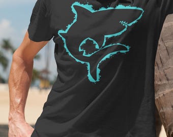 White Shark Outline Tee, Marine Life Shirt