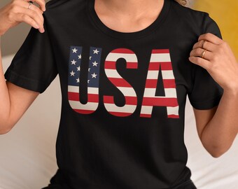USA-flaggan T-shirt: Patriotisk amerikansk stolthet, unisex jerseytröja