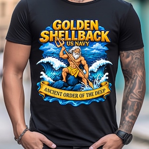 Golden Shellback Navy Veteran Tee – US Navy Sailor Gift (Unisex)