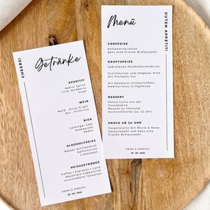 Menu & Drinks List I Canva Template I Editable menu and drinks list in an elegant design for weddings and events
