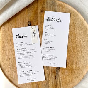 Menu & Drinks List I Canva Template I Editable Menu and Drinks List with Name Tags for Weddings and Events