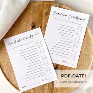 Wedding quiz | Wedding game | Wedding game for guests | Instant download | PDF | DIN A4