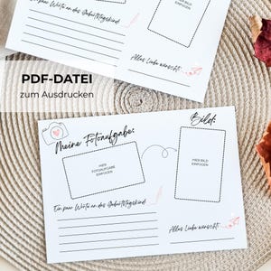 Tarjetas para rellenar para la fiesta de cumpleaños | Alternativa al libro de visitas | partido de visitante Desafío fotográfico | Descarga instantánea | PDF | A5