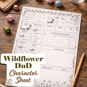 Wildflower DnD-tekenblad: 5e-compatibel (afdrukbare pdf)