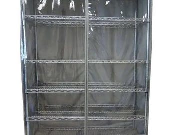 Wire Shelving Cover 36"Wx14"Dx54"H: One Side See-Through, Grey