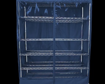 Storage Shelving Unit Cover, fits racks 60"W x 24"D x 72"H one side see through panel in Dusty Blue