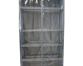Storage Shelving Unit Cover, fits racks 36"W x 18"D x 72"H one side see through panel in Grey