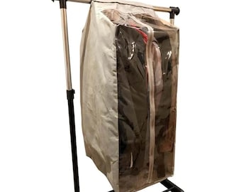 Full Garment Rack Cover Closet Rod Cover 16"W x 22"D x 42"H Beige