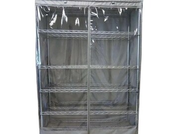 Storage Shelving Unit Cover, fits racks 60"W x 24"D x 72"H one side see through panel in Grey
