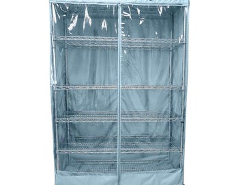 Storage Shelving Unit Cover, fits racks 36"W x 18"D x 72"H one side see through panel in Glacier Blue
