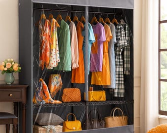 Garment Rack Cover for Wire Clothing Racks | Dustproof Closet Organizer | Fabric Wardrobe Cover | Minimalist Home Storage
