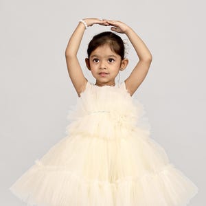 Childrens Toddler Girls Ruffle Tulle Party Dress with Mesh Layers & Bedazzled Accents – Birthday, Wedding, Pageant, Special Occasion Outfit