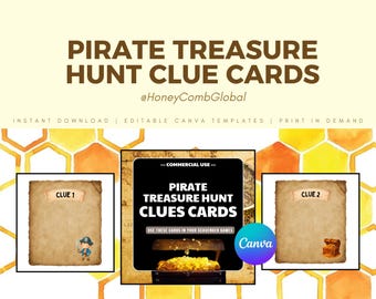 Cartas de búsqueda del tesoro pirata: Juego de búsqueda para niños (PDF imprimible)