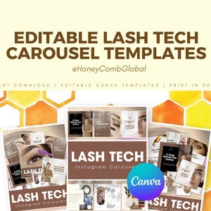 Lash Tech Instagram Carousel Canva-mall för franskonstnärer