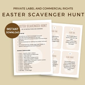 Printable Easter Scavenger Hunt | Easter Treasure Hunt Clues for Kids & Teens | Family Easter Activity | Instant Download | MRR | PLR