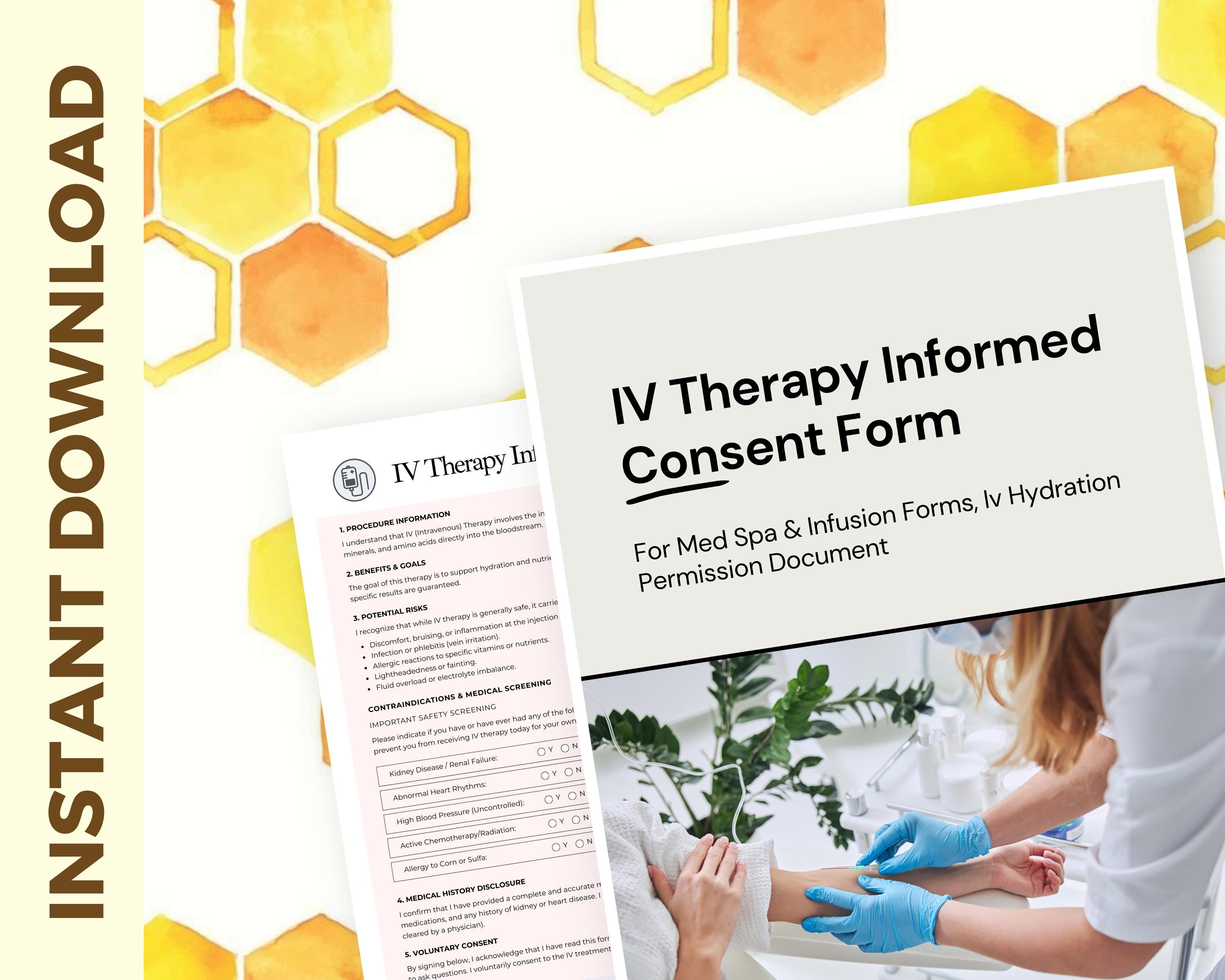 Iv Consent Form Iv Therapy Consent Form Template for Med Spa & Infusion Forms, Iv ...