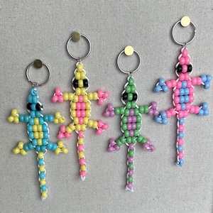 Pastel Lizard Bead Pet Keychains Bag Charm | Lizard Bead Buddy | Lizard Bead Pet | Bag Charm Keyring | Kandi Retro 2000s
