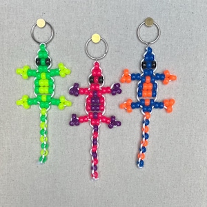 Neon Lizard Bead Pet Keychains Bag Charm | Lizard Bead Buddy | Lizard Bead Pet | Bag Charm Keyring | Kandi Retro 2000s
