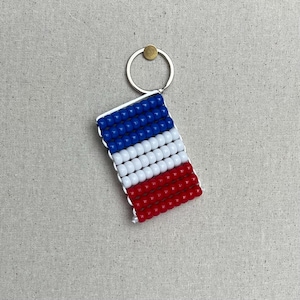 France Flag Bead Buddy Keychain Bag Charm | French Flag | French Pride | Kandi Y2K Retro 90s Keychain | Bead Pet