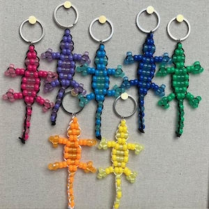 Partial Glow in the Dark Lizard Bead Pet Keychains Bag Charm | Lizard Bead Buddy | Glow in the Dark Keyring | Kandi 90s 00s Y2K