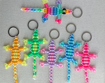 Glow in the Dark Lizard Bead Keychain: Retro Kandi Bag Charm