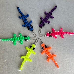 Neon Lizard Bead Buddy Keychain | Lizard Bead Pet | Little Lizards | Kandi Retro 2000s 90s Y2K