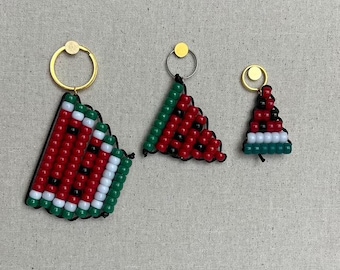 Watermelon Bead Buddy Keychain: Kandi Y2K Beaded Keychain Bag Charm
