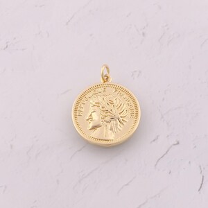 18K Gold Filled Round Pendant Dainty Coin Charms for DIY Jewelry Findings Making Supply