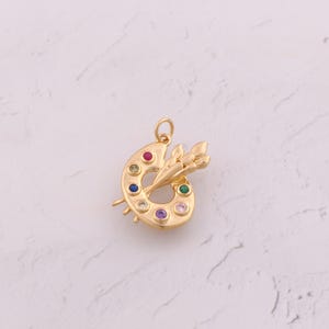 Pingente de paleta com preenchimento de ouro 18K, delicados pingentes de paleta CZ para achados de joias DIY, suprimentos para fabricação
