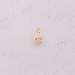 18K Gold Filled Heart Pendant Dainty CZ Love Lock Charms for DIY Jewelry Findings Making Supply