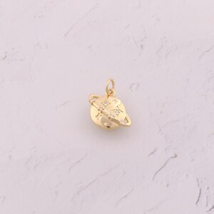 18K Gold Filled Saturn Pendant Dainty CZ Universe Planet Charms for DIY Jewelry Findings Making Supply