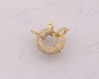18K Gold Filled Sailor Clasp Dainty CZ Spring Clasp for DIY Jewelry Findings Making Supply