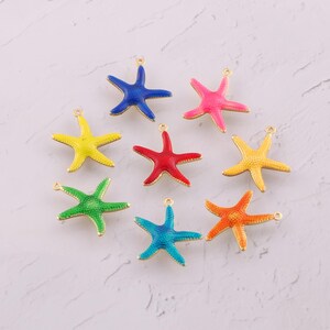 18K Gold Filled Starfish Pendant Dainty Enamel Starfish Charms for DIY Jewelry Findings Making Supply