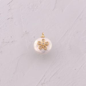 18K Gold Füllte Barock Perle Anhänger Zierliche CZ Blumen Charms für DIY Schmuckzubehör machen