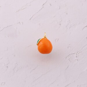 18K Gold Filled Orange Pendant Dainty Enamel Fruit Charms for DIY Jewelry Findings Making Supply