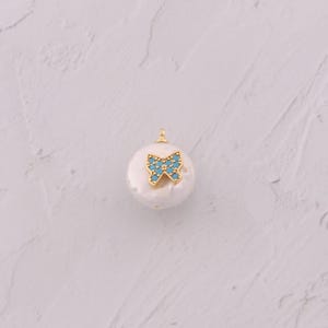 18K Gold Filled Baroque Pearl Pendant Dainty Butterfly Charms for DIY Jewelry Findings Making Supply