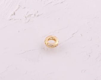 5 pièces perles d'espacement plates rondes remplies d'or 18 carats délicates perles de grand trou pour bijoux à bricoler soi-même faire de l'approvisionnement