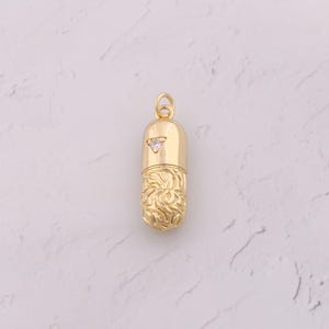 18K Gold Filled Pill Pendant Dainty CZ Capsule Charms for DIY Jewelry Findings Making Supply