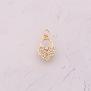 18K Gold Filled Heart Pendant Dainty CZ Love Lock Charms for DIY Jewelry Findings Making Supply