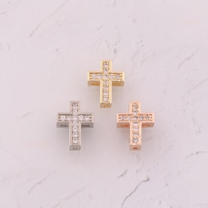 18K Gold Filled Cross Spacer Beads Dainty CZ Christian Beads for DIY Jewelry Findings Making Supply