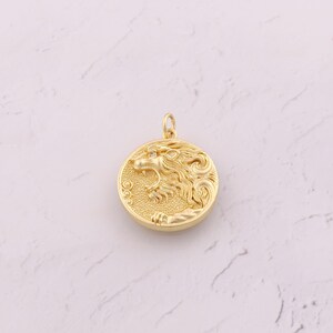18K Gold Filled Lion Pendant Dainty CZ Animal Charms for DIY Jewelry Findings Making Supply