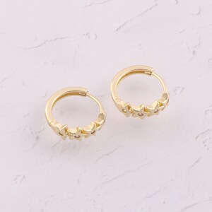 18K Gold Filled Hoop Earrings Dainty CZ Star Earrings Valentine&#39;s Day Gifts·Engagement Gifts·Wedding Gifts