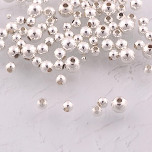 925 Sterling Silver Round Spacer Beads Sterling Silver Dainty Ball Beads for DIY Jewelry Findings Making Supply