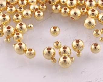 18 kt gold filled ronde afstandskralen Sierlijke gladde kralen voor doe-het-zelf sieraden, bevoorrading