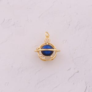 18K Gold Filled CZ Saturn Pendant Dainty Enamel Universe Planet Charms for DIY Jewelry Findings Making Supply