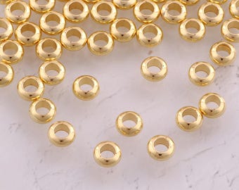 Perles d'espacement de roue remplies d'or 18 carats, délicates perles à grand trou pour la fabrication de bijoux à bricoler soi-même